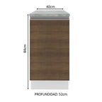 Mueble de Cocina Bajo Glamy 40 cm 1 Puerta Blanco/Marrón