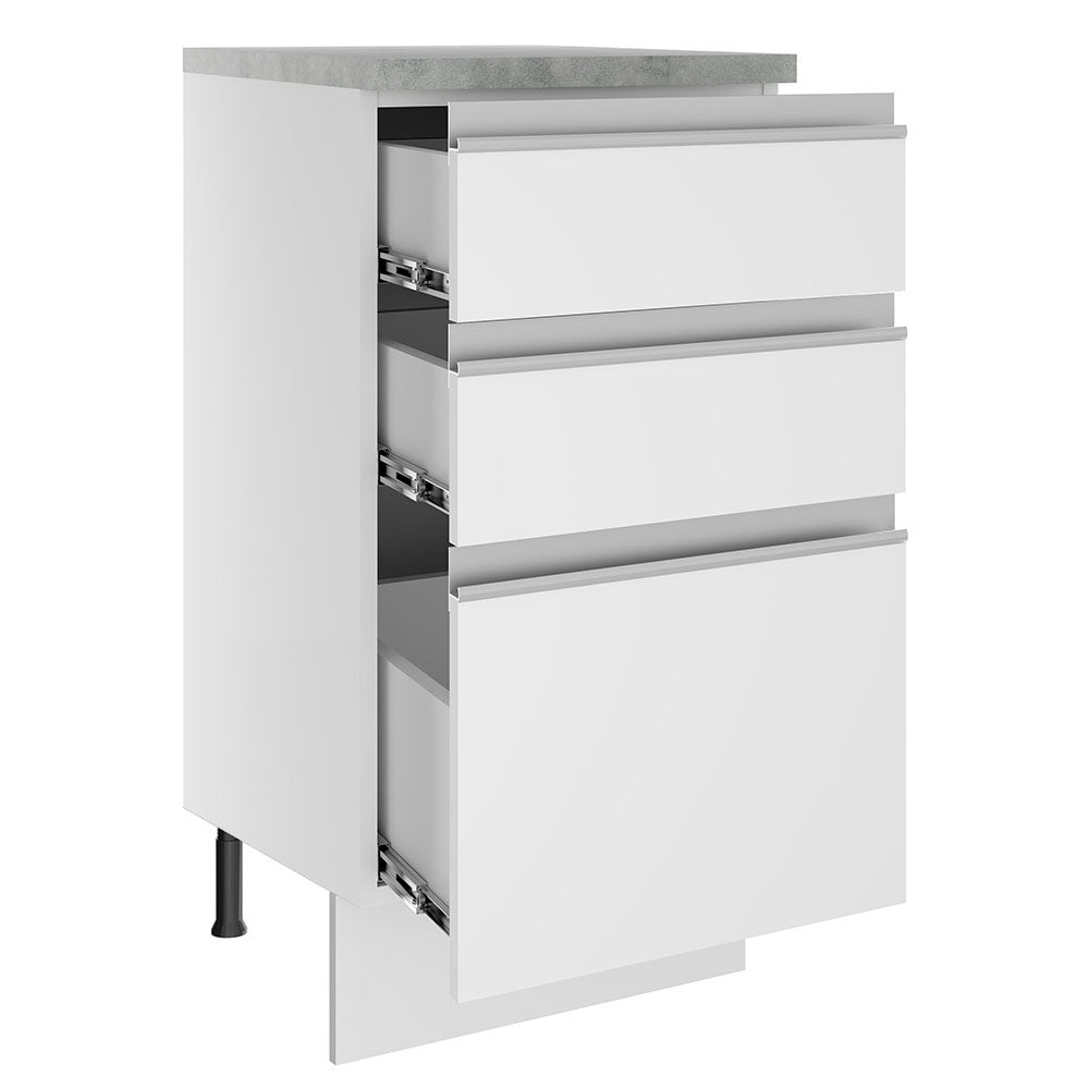 Mueble de Cocina Bajo Glamy 40 cm 3 Cajones Blanco