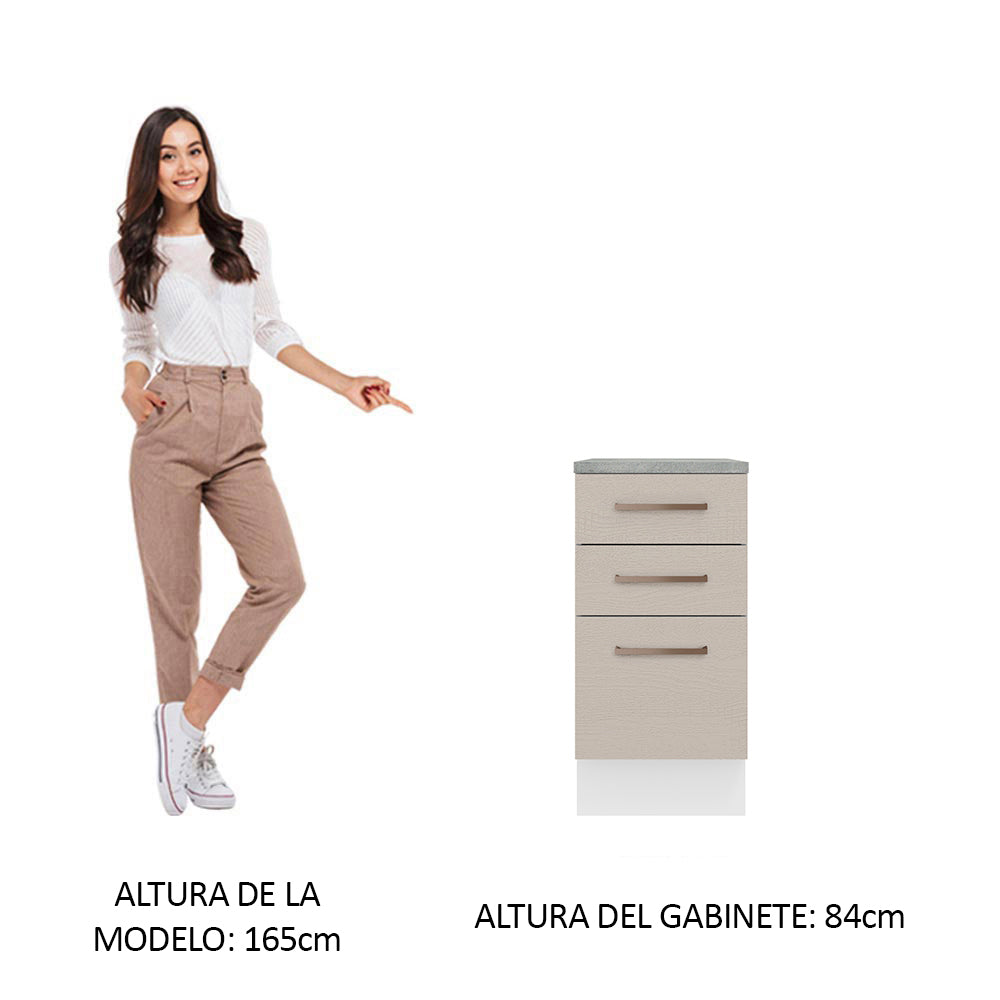 Mueble de Cocina Bajo Agata 40 cm 3 Cajones Blanco/Crema