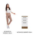 Mueble de Cocina Bajo Agata 40 cm 3 Cajones Marrón/Blanco