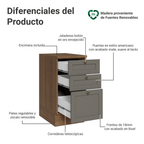 Mueble de Cocina Bajo Vik 40 cm 3 Cajones Marrón/Gris