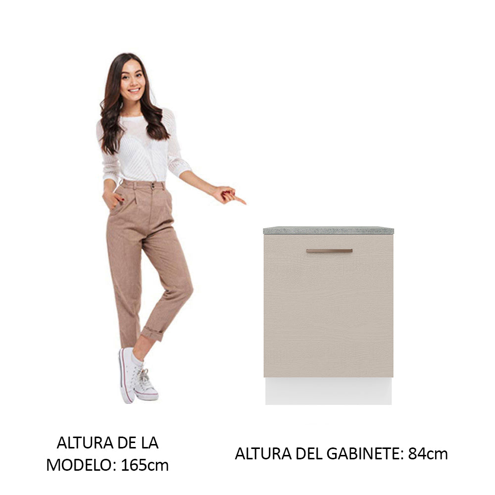 Mueble de Cocina Bajo Agata 60 cm 1 Puerta Blanco/Crema