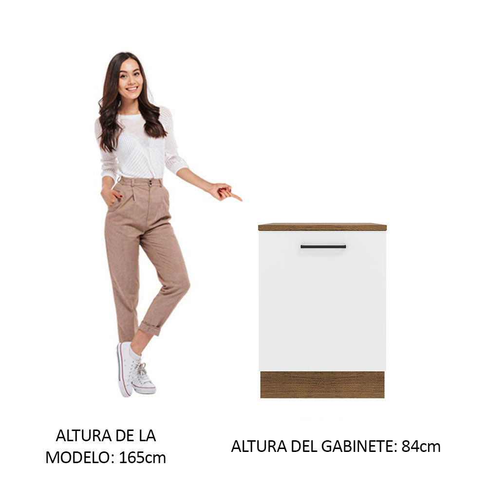 Mueble de Cocina Bajo Agata 60 cm 1 Puerta Marrón/Blanco