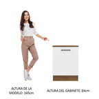 Mueble de Cocina Bajo Agata 60 cm 1 Puerta Marrón/Blanco