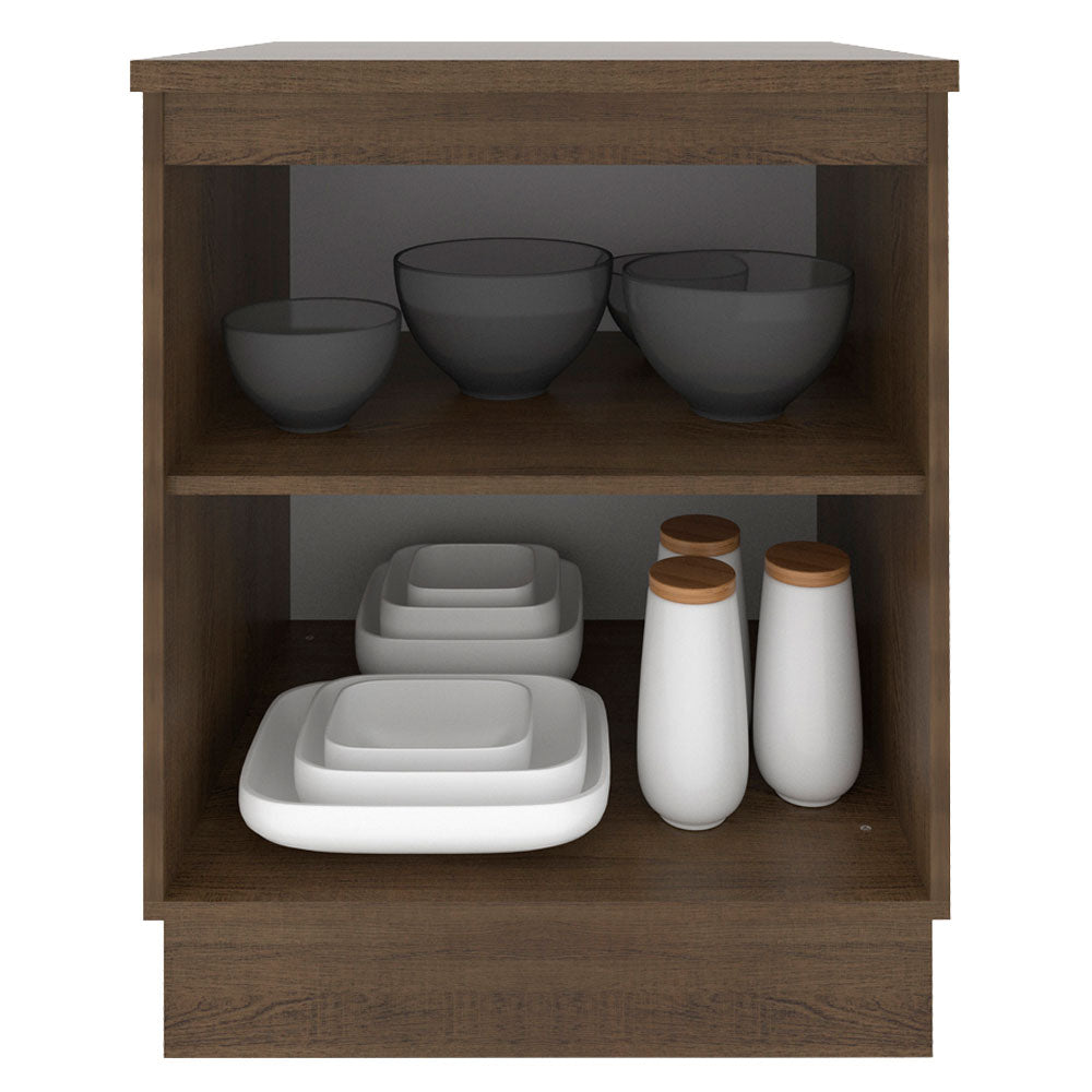 Mueble de Cocina Bajo Glamy 60 cm 1 Puerta Marrón/Blanco