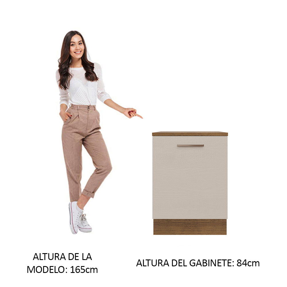 Mueble de Cocina Bajo Agata 60 cm 1 Puerta Marrón/Crema