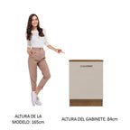 Mueble de Cocina Bajo Agata 60 cm 1 Puerta Marrón/Crema
