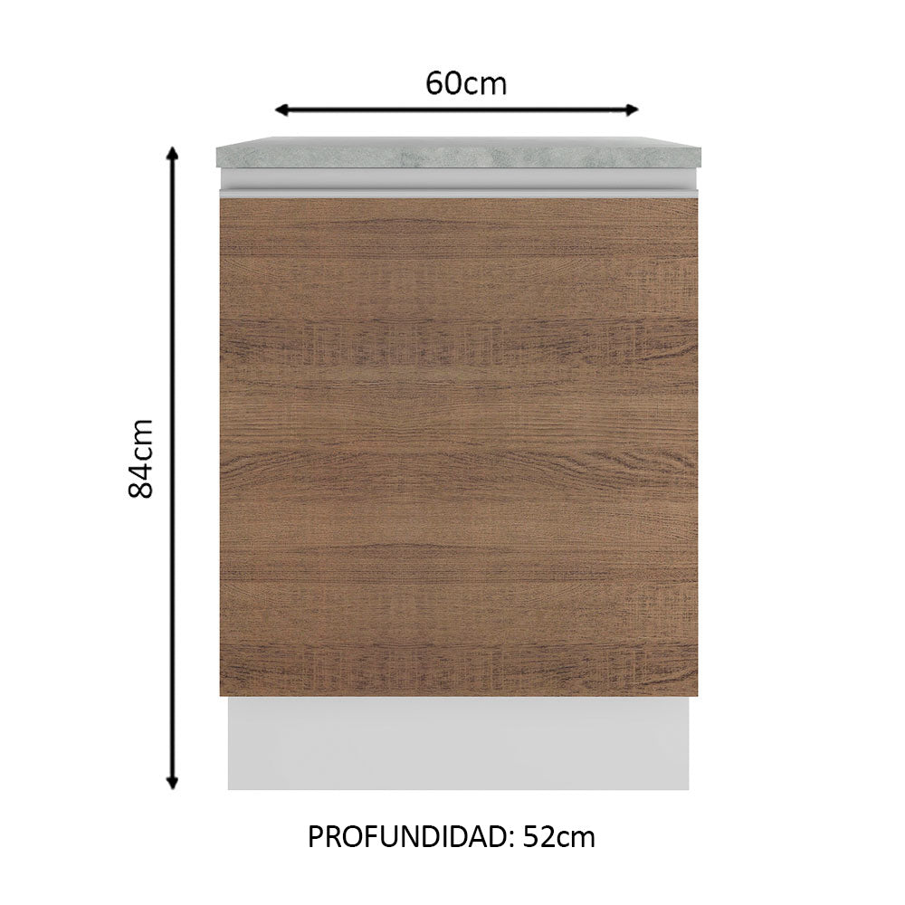Mueble de Cocina Bajo Glamy 60 cm 1 Puerta Blanco/Marrón
