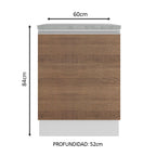 Mueble de Cocina Bajo Glamy 60 cm 1 Puerta Blanco/Marrón