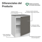 Mueble de Cocina Bajo Vik 60 cm 1 Puerta Blanco/Gris