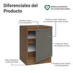 Mueble de Cocina Bajo Vik 60 cm 1 Puerta MarrónGris