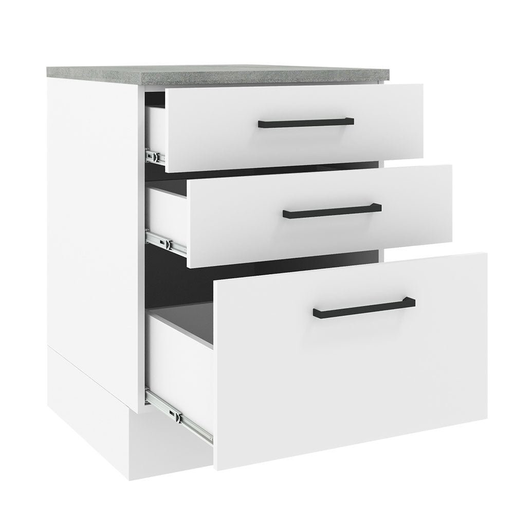 Mueble de Cocina Bajo Agata 60 cm 3 Cajones Blanco