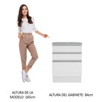 Mueble de Cocina Bajo Glamy 60 cm 3 Cajones Blanco
