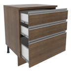 Mueble de Cocina Bajo Glamy 60 cm 3 Cajones Marrón