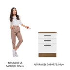 Mueble de Cocina Bajo Agata 60 cm 3 Cajones Marrón/Blanco
