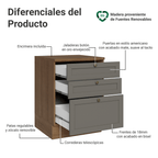 Mueble de Cocina Bajo Vik 60 cm 3 Cajones MarrónGris