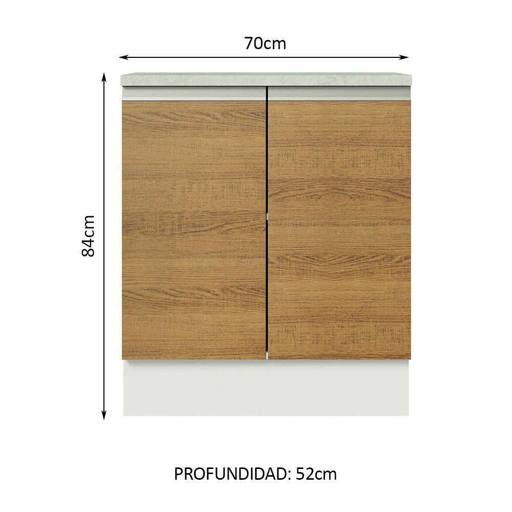 Mueble de Cocina Bajo Glamy 70 cm 2 Puertas Blanco/Marrón