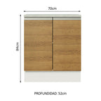 Mueble de Cocina Bajo Glamy 70 cm 2 Puertas Blanco/Marrón