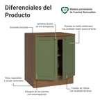 Mueble de Cocina Bajo Vik 70 cm 2 Puertas Marrón/Verde