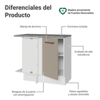 Mueble de Cocina Bajo de Esquina Agata 1 Puerta Blanco/Crema