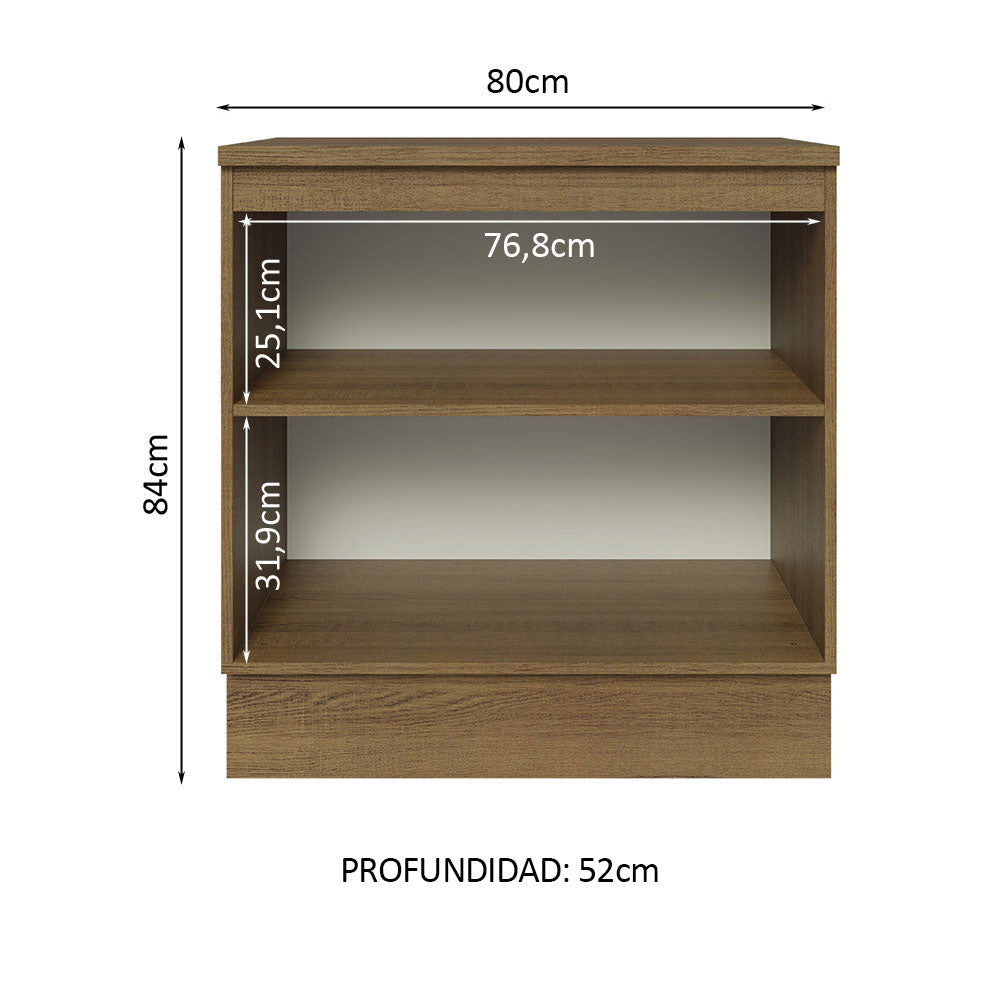 Mueble de Cocina Bajo Glamy 80 cm 2 Puertas Marrón/Blanco