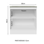 Mueble de Cocina Bajo Glamy 80 cm 2 Puertas Blanco/Marrón