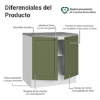 Mueble de Cocina Bajo Vik 80 cm 2 Puertas Blanco/Verde
