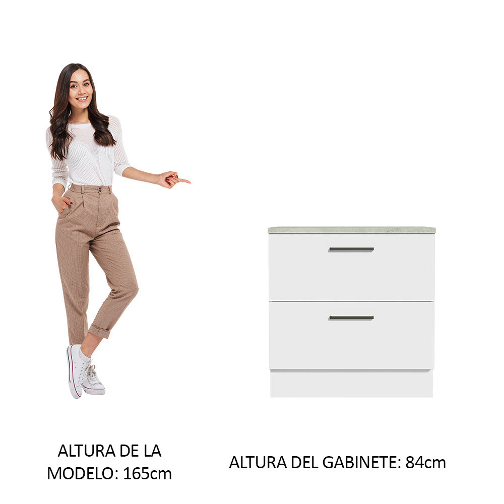 Mueble de Cocina Bajo Agata 80 cm 2 Cajones Blanco