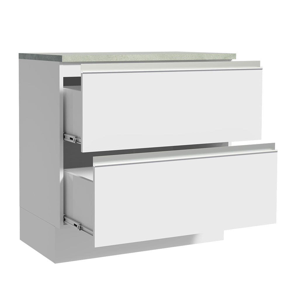 Mueble de Cocina Bajo Glamy 80 cm 2 Cajones Blanco