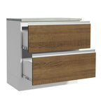 Mueble de Cocina Bajo Glamy 80 cm 2 Cajones Blanco/Marrón