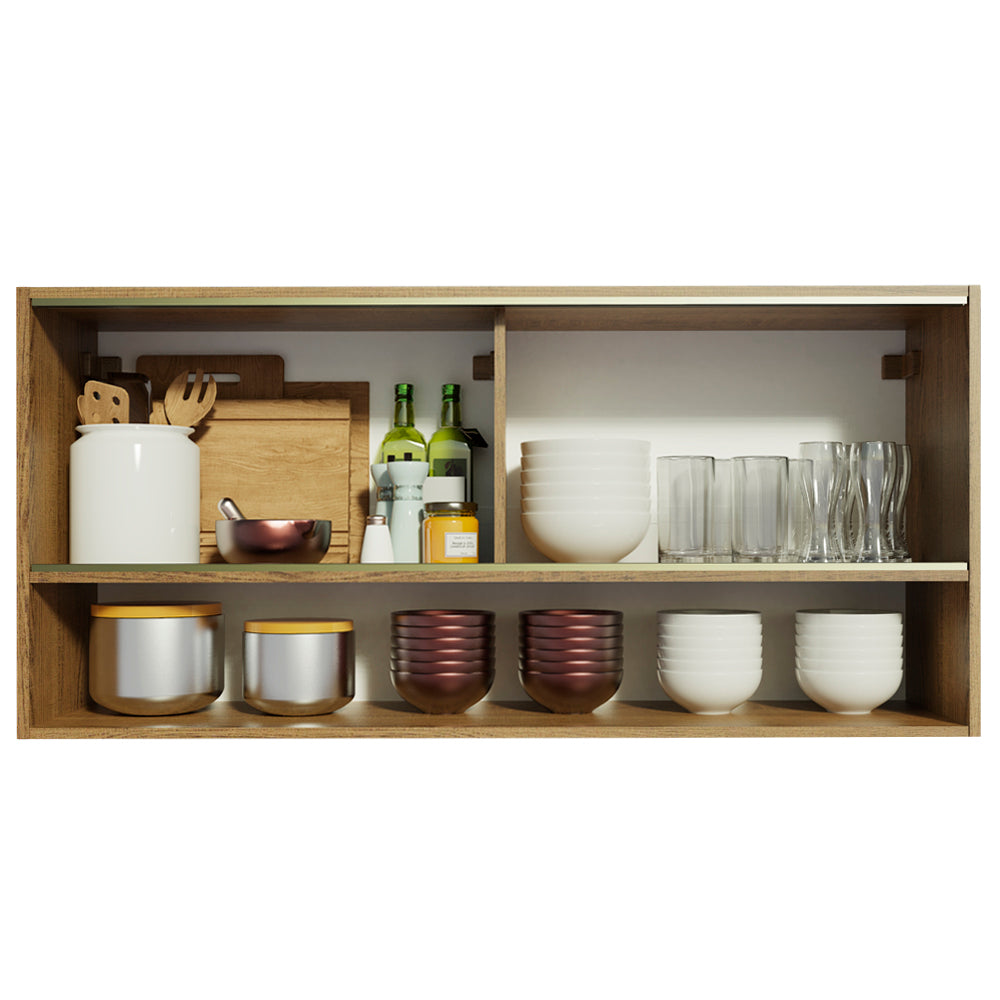 Mueble de Cocina Superior Emilly 2 Puertas Corredizas de Cristal Reflex 1 Nicho 105 cm Marrón