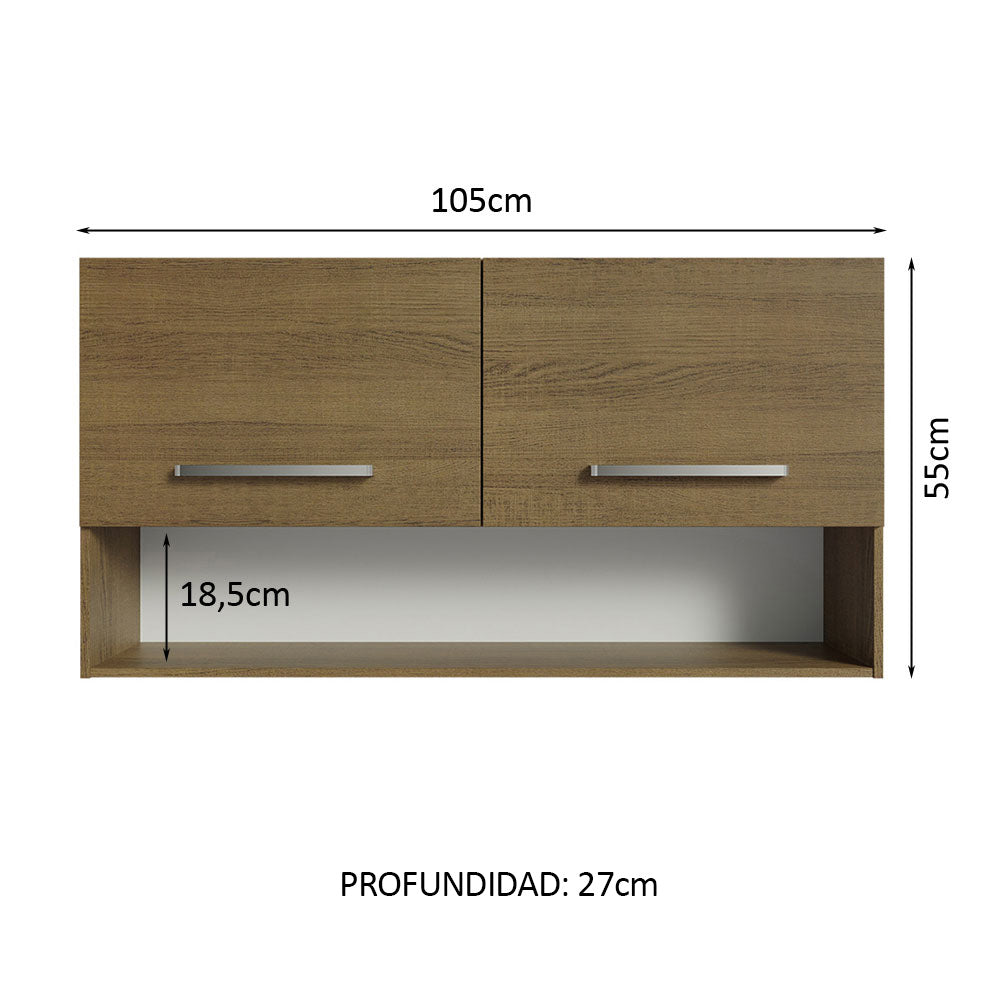 Mueble de Cocina Superior Emilly 1.05 m 2 Puertas 1 Nicho Marrón