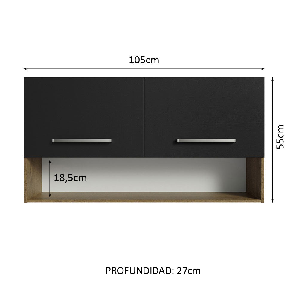 Mueble de Cocina Superior Emilly 1.05 m 2 Puertas 1 Nicho Marrón/Negro
