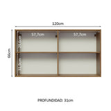 Mueble de Cocina Superior Glamy 1.20 m 2 Puertas con Cristal Reflex