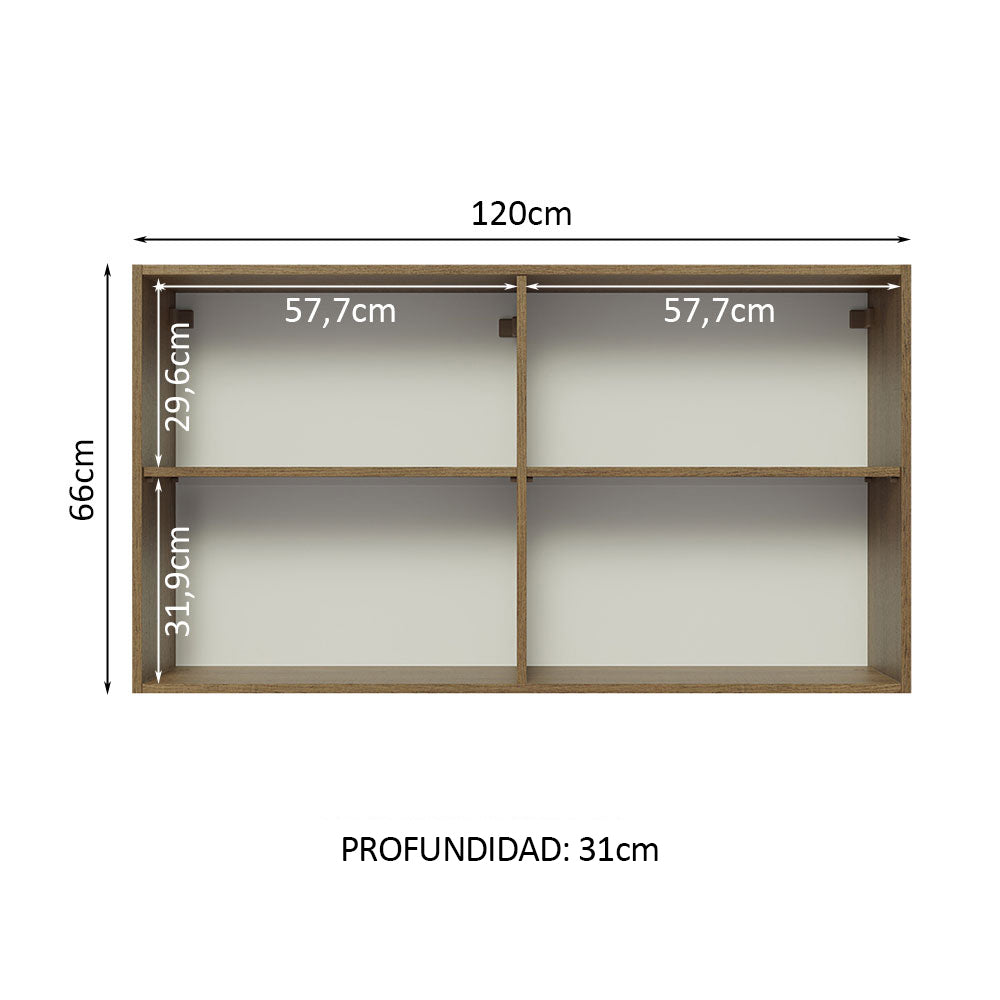 Mueble de Cocina Superior Glamy 1.20 Metros 2 Puertas Marrón/Blanco