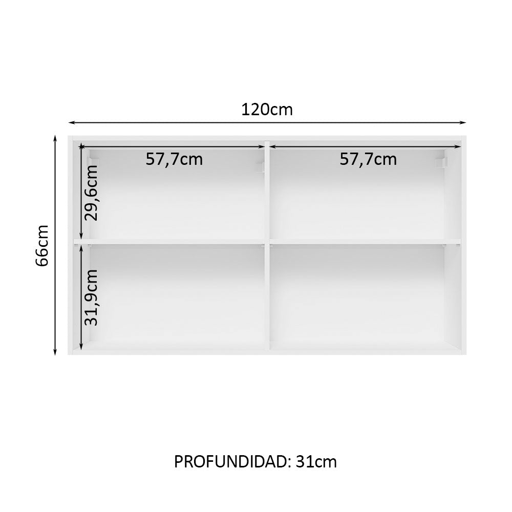 Mueble de Cocina Superior Glamy 1.20 Metros 2 Puertas Blanco/Negro