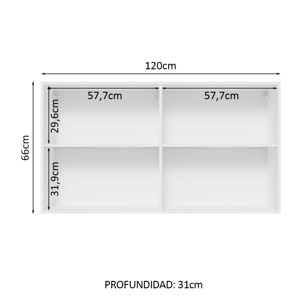 Mueble de Cocina Superior Glamy 1.20 Metros 2 Puertas Blanco/Marrón