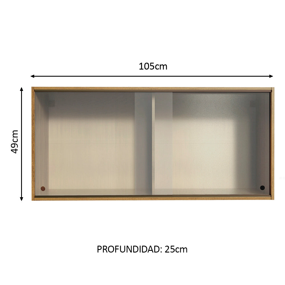 Mueble de Cocina Superior Emilly 2 Puertas Corredizas de Cristal Marrón