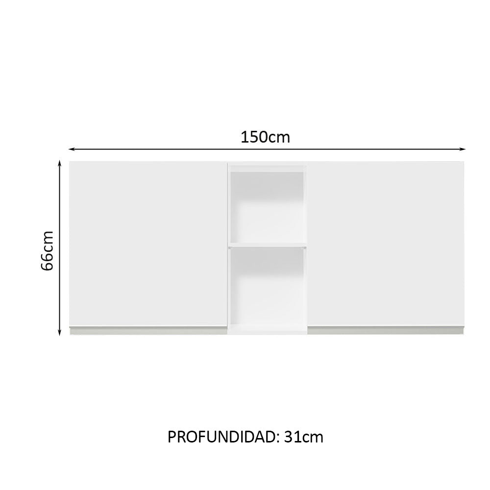 Mueble de Cocina Superior Glamy 1.50 m 2 Puertas 2 Nichos Centrales