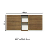 Mueble de Cocina Superior Glamy 1.50 m 2 Puertas 2 Nichos Centrales Marrón