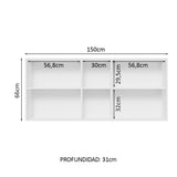 Mueble de Cocina Superior Glamy 1.50 m 2 Puertas 2 Nichos Centrales