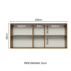 Mueble de Cocina Superior Glamy 1.50 m 2 Puertas 2 Nichos Centrales Marrón/Negro