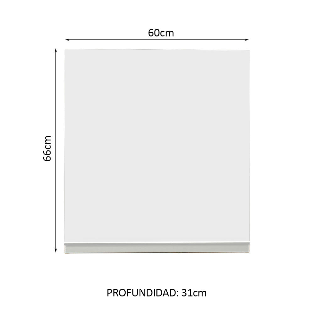 Mueble de Cocina Superior Glamy 60 cm 1 Puerta Marrón/Blanco