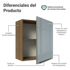 Mueble de Cocina Superior Lux 60 cm 1 Puerta con Vidrio Superpuesto Marrón/Gris