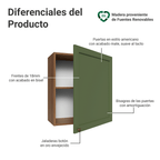 Mueble de Cocina Superior Vik 60 cm 1 Puerta Marrón/Verde