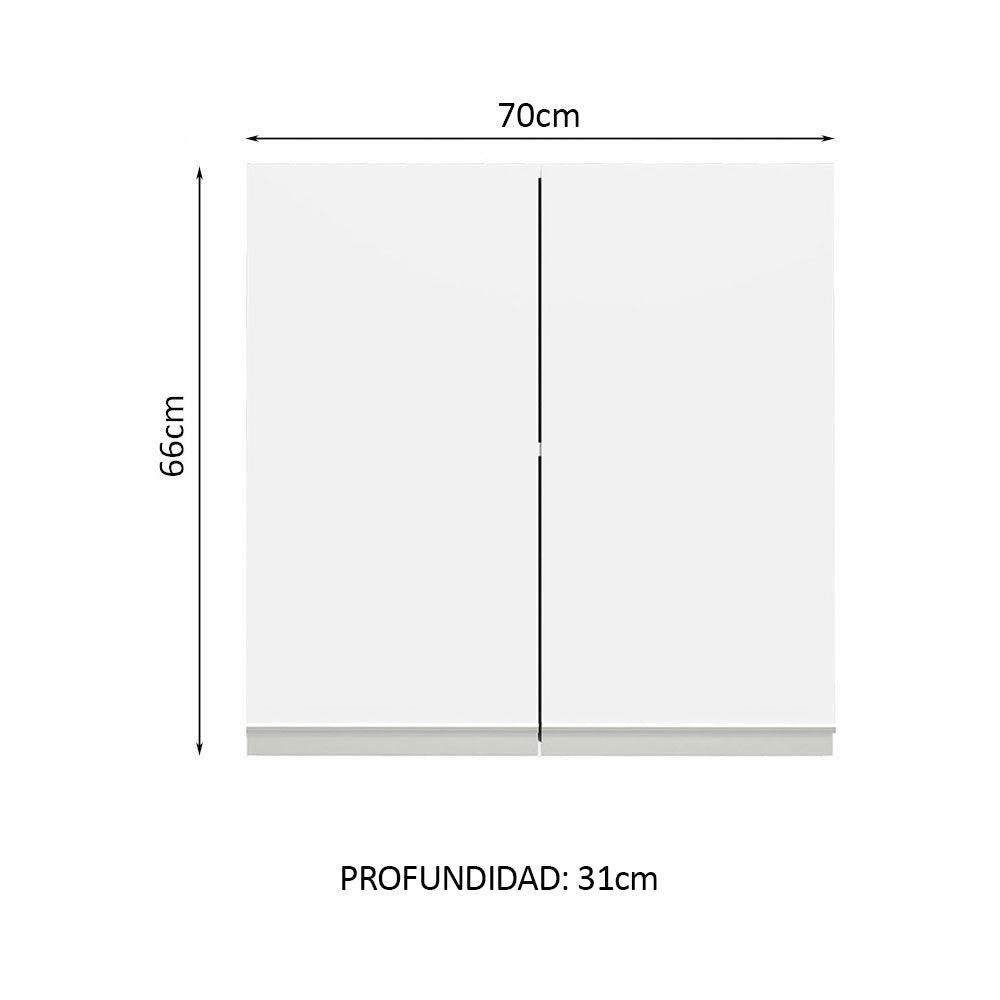 Mueble de Cocina Superior Glamy 70 cm 2 Puertas Blanco