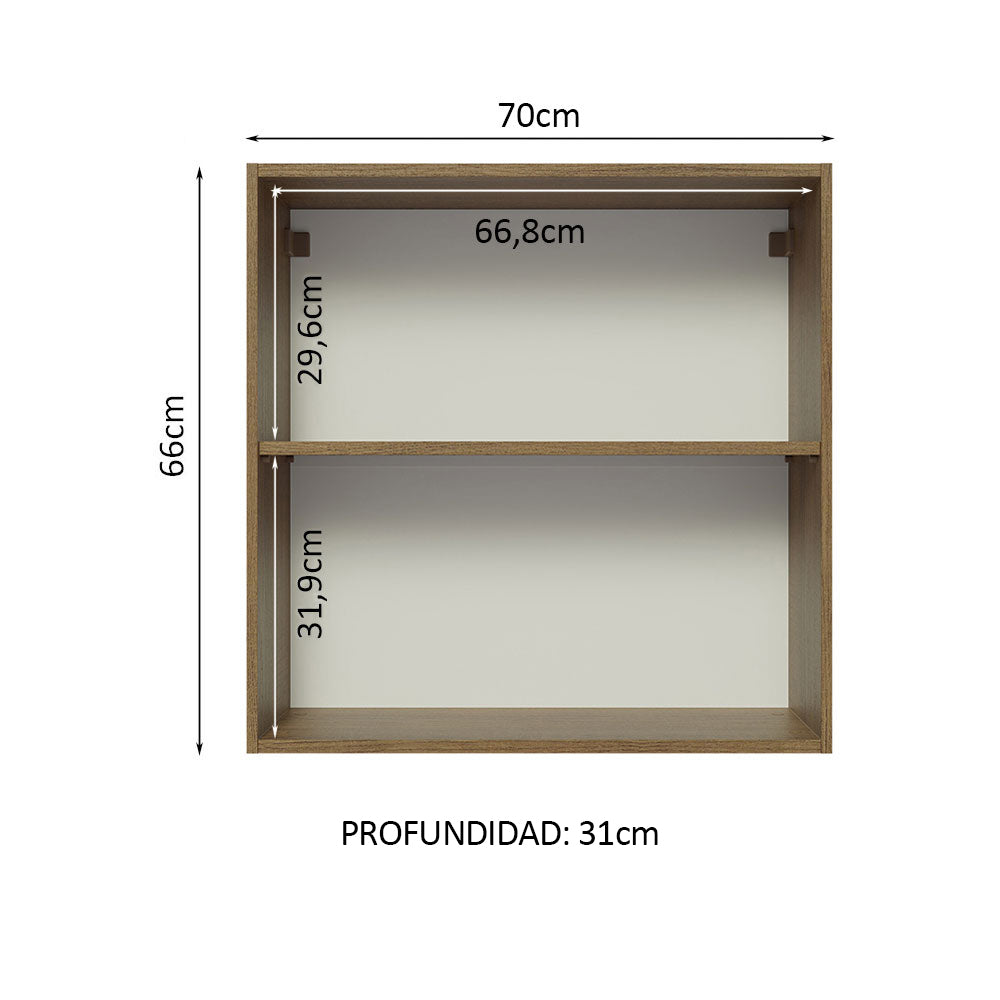 Mueble de Cocina Superior Glamy 70 cm 2 Puertas Marrón