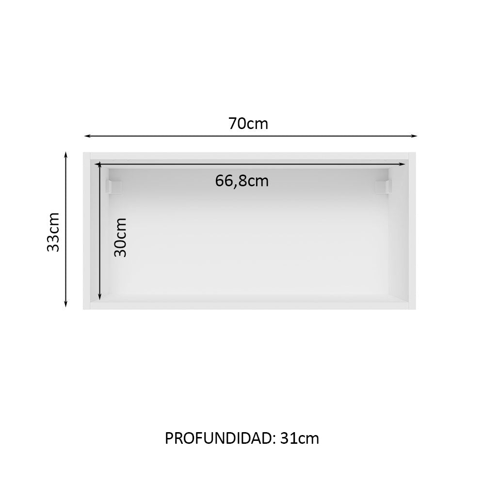Mueble de Cocina Superior Glamy 70 cm 1 Puerta Abatible Blanco/Marrón