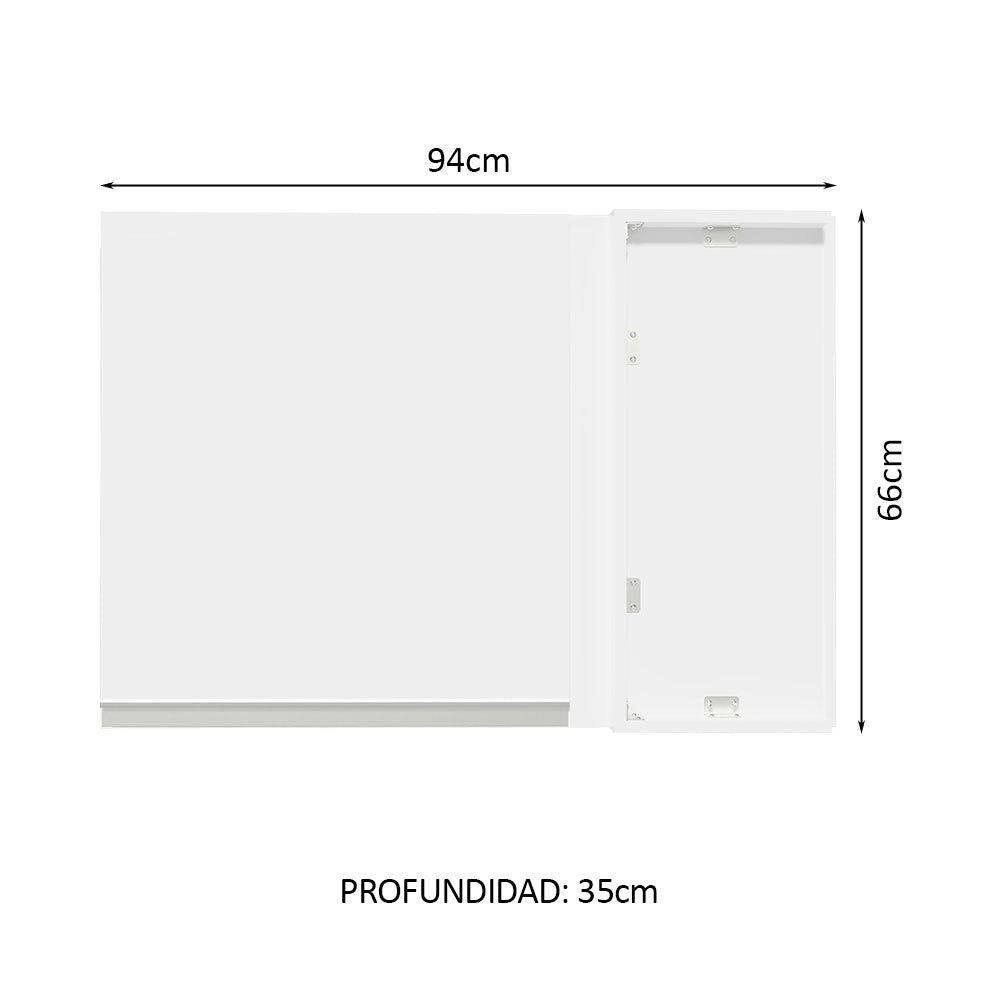 Mueble de Cocina Superior de Esquina Glamy 1 Puerta Blanco