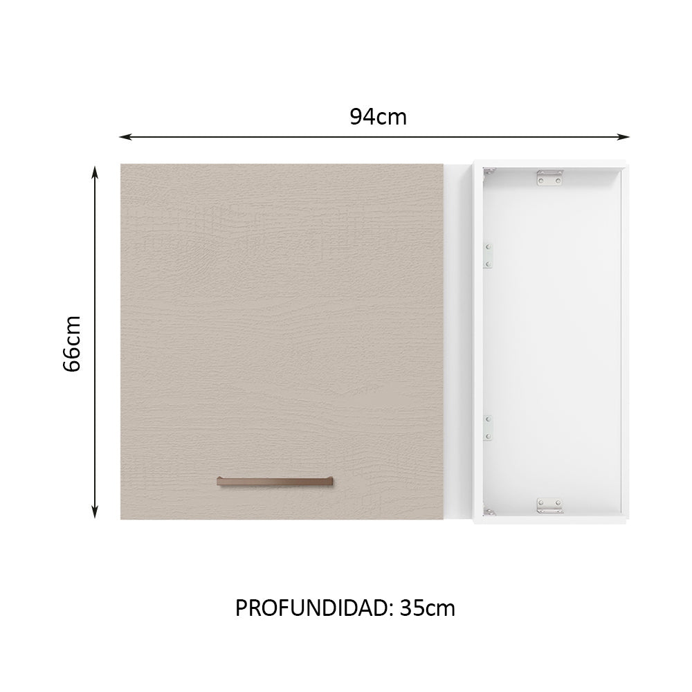 Mueble de Cocina Superior de Esquina Agata 1 Puerta Blanco/Crema